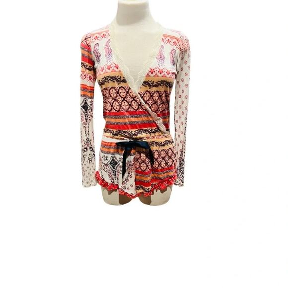 Abercrombie & Fitch Sleep Wear Floral Lace Multi Color Romper Festival Size XS - Picture 2 of 5